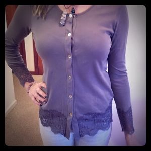 Grey Lace Trimmed Cosabella button front small top